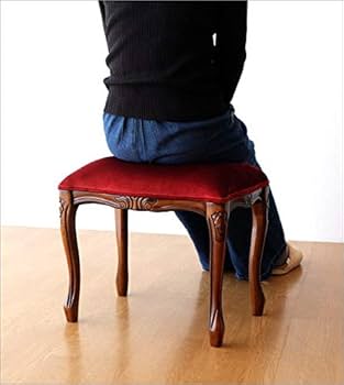 ★本日限り★アンティーク家具　クラシックな木製スツール 赤と金のストライプ 旭川家具 スツール | Stacking Stool 02 センの木 | 革座